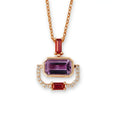 Rose Gold Emerald Cut Natural Amethyst Pendant Necklace by Fine Color Jewels