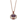 Rose Gold Emerald Cut Natural Amethyst Pendant Necklace by Fine Color Jewels