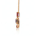 Rose Gold Emerald Cut Natural Amethyst Pendant Necklace by Fine Color Jewels