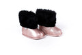 Rose Gold Faux-Fur Barefoot Boot Topper | Ozznek Removable Sole Shoes by ozznekshoes