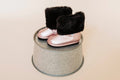 Rose Gold Faux-Fur Barefoot Boot Topper | Ozznek Removable Sole Shoes by ozznekshoes