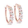 Rose Gold Genuine Morganite Hoop Earrings by Fine Color Jewels