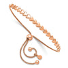 Rose Gold over Silver Interlocking Heart Adjustable Slider Bolo Bracelet
