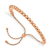 Rose Gold over Sterling Silver Polished Beaded Adjustable Slider Bolo Bracelet