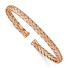 Rose Gold over Sterling Silver Textured Woven Open Slip-On Adjustable Bangle Bracelet