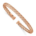 Rose Gold over Sterling Silver Textured Woven Open Slip-On Adjustable Bangle Bracelet by Fine Color Jewels