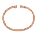 Rose Gold over Sterling Silver Textured Woven Open Slip-On Adjustable Bangle Bracelet by Fine Color Jewels