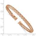 Rose Gold over Sterling Silver Textured Woven Open Slip-On Adjustable Bangle Bracelet by Fine Color Jewels