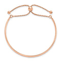 Rose Gold Plated Sterling Silver High Polish Half-Bangle Adjustable Slider Bracelet by Fine Color Jewels