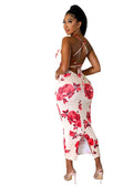 Rose Pattern Criss Cross Back Dress by The House of Stylez
