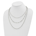 Round Beaded Sterling Silver Rhodium-Plated Layered Necklace by Fine Color Jewels