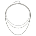 Round Beaded Sterling Silver Rhodium-Plated Layered Necklace by Fine Color Jewels