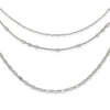Round Beaded Sterling Silver Rhodium-Plated Layered Necklace