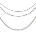 Round Beaded Sterling Silver Rhodium-Plated Layered Necklace by Fine Color Jewels