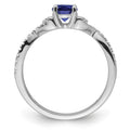 Round Blue Created Sapphire and Lab Diamond Prong 10K White Gold Infinity Twist Promise Pave Ring by Fine Color Jewels