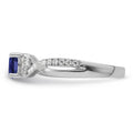 Round Blue Created Sapphire and Lab Diamond Prong 10K White Gold Infinity Twist Promise Pave Ring by Fine Color Jewels