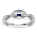 Round Blue Created Sapphire and Lab Diamond Prong 10K White Gold Infinity Twist Promise Pave Ring by Fine Color Jewels
