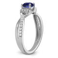 Round Blue Created Sapphire and Lab Diamond Prong 10K White Gold Infinity Twist Promise Pave Ring by Fine Color Jewels