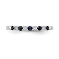 Round Blue Sapphire And Diamond 14k White Gold Half Eternity Wedding Band Ring by Fine Color Jewels