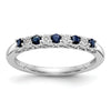 Round Blue Sapphire And Diamond 14k White Gold Half Eternity Wedding Band Ring