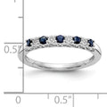 Round Blue Sapphire And Diamond 14k White Gold Half Eternity Wedding Band Ring by Fine Color Jewels