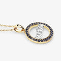 Round Blue Sapphire Prong Gold Plated Silver Mom Circle Pendant Necklace by Fine Color Jewels
