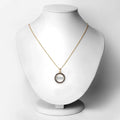 Round Blue Sapphire Prong Gold Plated Silver Mom Circle Pendant Necklace by Fine Color Jewels