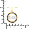 Round Blue Sapphire Prong Gold Plated Silver Mom Circle Pendant Necklace by Fine Color Jewels