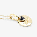 Round Blue Sapphire Prong Gold Plated Silver Mom Heart Pendant Necklace by Fine Color Jewels