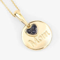 Round Blue Sapphire Prong Gold Plated Silver Mom Heart Pendant Necklace by Fine Color Jewels