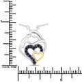 Round Blue Sapphire Prong Silver Double Heart Pendant Necklace by Fine Color Jewels