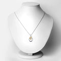 Round Blue Sapphire Prong Silver Double Heart Pendant Necklace by Fine Color Jewels