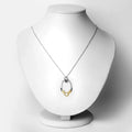 Round Blue Sapphire Prong Silver Mom Pendant Necklace by Fine Color Jewels