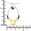 Round Blue Sapphire Prong Silver Mom Pendant Necklace by Fine Color Jewels