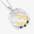 Round Blue Sapphire Prong Silver Pendant Necklace by Fine Color Jewels