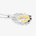 Round Blue Sapphire Prong Silver Pendant Necklace by Fine Color Jewels
