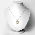 Round Blue Sapphire Prong Silver Pendant Necklace by Fine Color Jewels