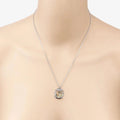 Round Blue Sapphire Prong Silver Pendant Necklace by Fine Color Jewels