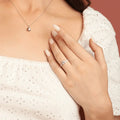 Round Created Pink Sapphire Prong Rhodium Over Silver Solitaire Ring by Fine Color Jewels