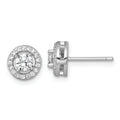 Round Cubic Zirconia Halo Stud Earrings by Fine Color Jewels