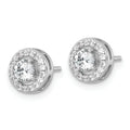 Round Cubic Zirconia Halo Stud Earrings by Fine Color Jewels