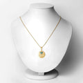 Round Green Emerald Prong Gold Plated Silver Mom Heart Pendant Necklace by Fine Color Jewels