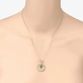 Round Green Emerald Prong Gold Plated Silver Mom Heart Pendant Necklace by Fine Color Jewels