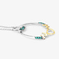Round Green Emerald Prong Silver Mom Heart Pendant Necklace by Fine Color Jewels