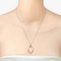 Round Green Emerald Prong Silver Mom Heart Pendant Necklace by Fine Color Jewels