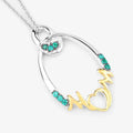 Round Green Emerald Prong Silver Mom Heart Pendant Necklace by Fine Color Jewels