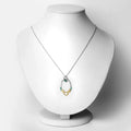 Round Green Emerald Prong Silver Mom Heart Pendant Necklace by Fine Color Jewels