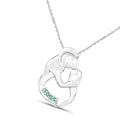 Round Green Emerald Prong Silver Mom Pendant Necklace by Fine Color Jewels