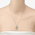 Round Green Emerald Prong Silver Pendant Necklace by Fine Color Jewels