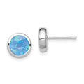 Round Lab Created Opal Stud Earrings by Fine Color Jewels